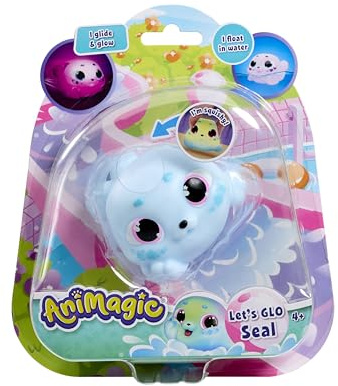 Animagic: Lets Glo Seal - Blue | Your Glowing, Gliding, Squishy Best Friend | Squish It To Watch Them Glow! | Interactive Electronic Pet | For Kids Ages 4+