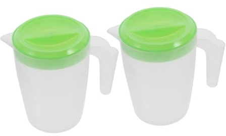 iplusmile 2 Stück Doppelset Getränkebehälter mit Deckel Eisteekanne aus Kunststoff Saftbehälter für Kühlschrank Großer Behälter für Kaltes Wasser, Bier und Saft Langlebig und Auslaufsicher