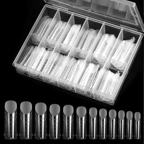 120 Pièces Formes d’Ongles Doubles Moule d’Ongles en Gel, Couverture Complète Pointe D'ongle Carrée Capsule Gel, 12 Tailles Clair Double Système de Formes D'Ongles pour Femme Filles Nail Art