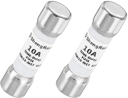 QUARKZMAN 2er Packung Glas Sicherung 10A, Träge Feinsicherung 10X38mm Zeitverzögerungssicherung 600V AC für DIY-Inverter-Schaltkreisplatine