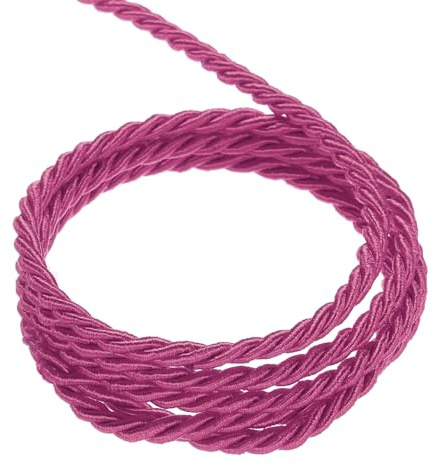 QUARKZMAN Adorno de Cordón Trenzado, 22 Yardas 3mm 3 Hilos Cuerda Trenzada Brillante para Bolsas de Regalo, Cortinas, Decoración Navideña, Rosa - 20m