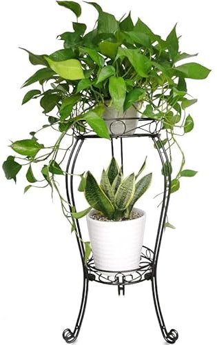 WZWTYSM Support pour Plantes à 2 Niveaux en métal de 72,1 cm de Haut, Support pour Pot de Fleurs de 30 cm de diamètre, Peut contenir de Grandes Plantes Lourdes, Support pour Plantes d'intérieur et d