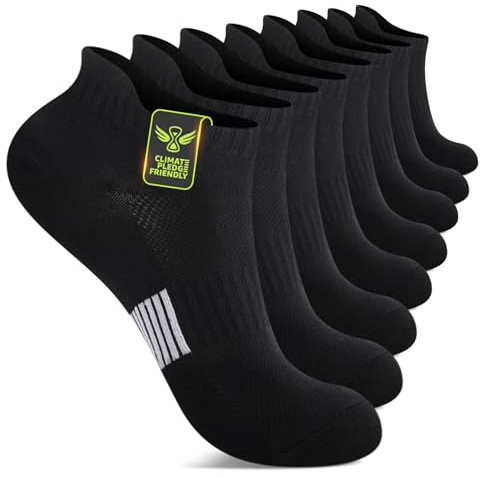 FALARY Sneaker Socken Herren 43-46 Damen Sportsocken Laufsocken Sneakersocken Kurze Socken Running Atmungsaktives Baumwollsocken Activewear Knöchelsocken Halbsocken 8 Paar Schwarz