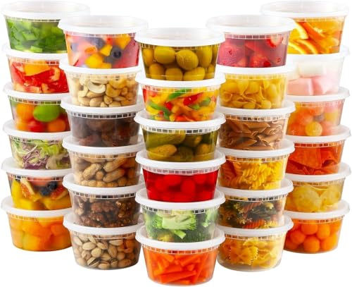 JOKOLO 10oz. (12cm X 5cm) Containers with Air tight Lids, BPA Free, Reusable Plastic Food Container, Disposable Bowl Round, Safe for Freezer/Microwavable/Dishwasher (300 ML) (20)