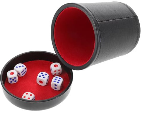 UPKOCH 1satz Silent Dice Shaker Mit Stand Geräuschreduzierender Würfelbecher Aus Pu-Leder Inklusive Würfeln Und Basis Für Spieleabende Und Ktv