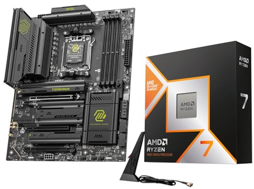 Micro Center AMD Ryzen 7 9800X3D CPU Processor with MSI MAG X870E Tomahawk WiFi ATX Motherboard (DDR5, PCIe 5.0, M.2 Gen5, Wi-Fi 7, 5G LAN)