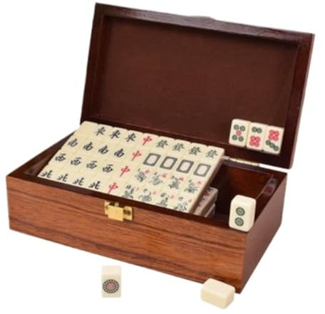 OXOLAMRIN Chinesisches Mahjong-Set, Reise-Mahjong-Spiel, Mahjong-Set MahJongg 144 Steine ​​Set Spielset mit Tragetasche(A)