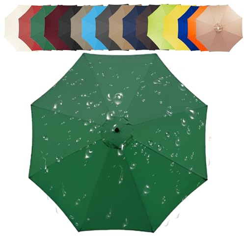CMJYMX Toile De Rechange pour Parasol 200/250/270/300/350 CM + 6/8 Baleines Toile De Parasol Déporté, Auvent De Rechange pour Parasol De Terrasse(Green,8 Ribs: 350CM/11.5FT)