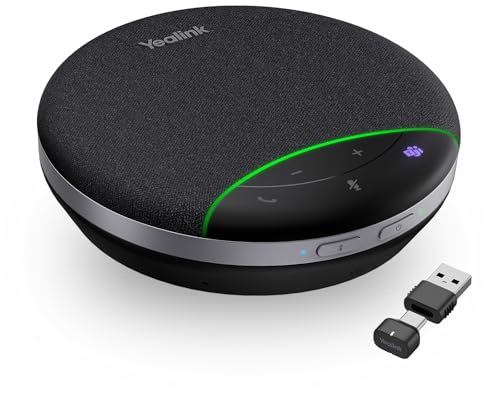 Yealink SP92 Bluetooth Speakerphone with Dongle Conference Speaker and Microphone Full-Duplex Noise Reduction 20h Teams Call 278g Wireless Portable Design Suit for 4-6 Meeting Room