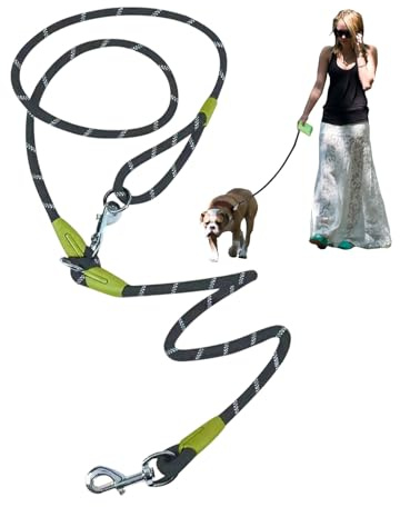 Kalamakala Guinzaglio per Cani, Guinzaglio Cani Mani Libere, Cintura in Vita Regolabile Elastico Retrattile, Jogging con Cuciture Riflettenti, Diametro 1,2 cm, Lunghezza 250 cm