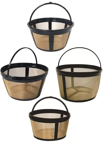 Lot de 4 filtres à café réutilisables avec poignée fine 100 mailles pour cafetière de 4, 6, 8, 12 tasses