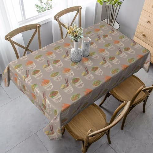 YBGHDAA Mantel rectangular con diseño de hueveras, fideos y ramen, 89 x 139 cm, mantel de tela de fácil cuidado para fiestas de primavera