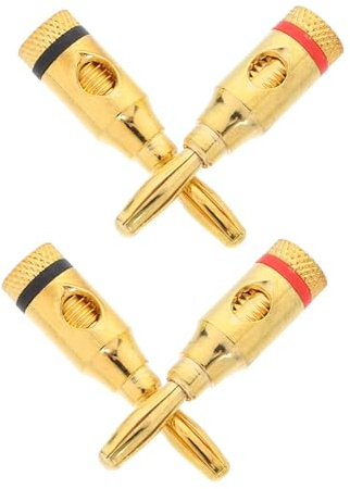 Operitacx 4 piezas Conectores de Banana Chapados Resistentes y Duraderos para Sistemas de Audio Domésticos y Múltiples Altavoces Compatibles con Cine Casa y de Grabación Paquete de Rojos y