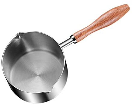 TOYANDONA Casserole à Lait Mini En Acier Inoxydable 304 Avec Double Bec Verseur, Manche Ergonomique, Multifonction Pour Chauffer Beurre Et Bouillir Lait, Adaptée Usage Domestique, Taille Moyenne