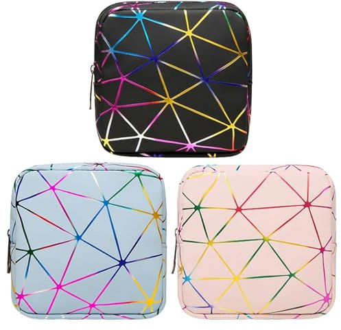 Sac De Rangement pour Serviettes Hygiéniques 3 Pièces, Sac À Main Portable Mignon, Sac À Cosmétiques en Coton Imperméable, Adapté Au Transport Quotidien, À La Sortie pour Le Maquillage.