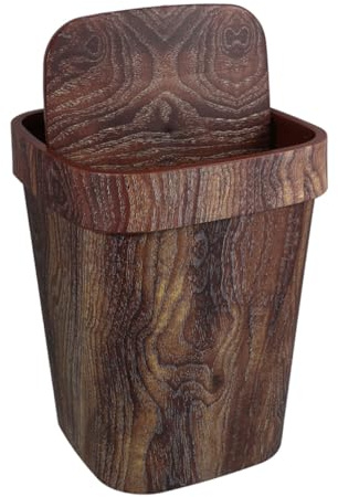 TOYANDONA Papelera con Tapa Abatible Diseño Madera Rústica Contenedor Reciclaje Moderno para Cocina Oficina Baño y Hogar Estilo Japonés Ligera y Fácil de Limpiar