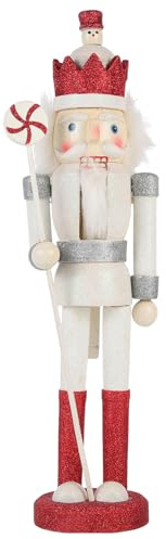 POPETPOP Casse-Noisette Soldat en Bois 38 CM Décoration de Noël Classique pour Bureau Salon Chambre Accessoire Festif Présent Noël Bois Naturel