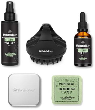 NYHET: Störtebekker Premium Hair Booster Set – rosmarinolja, rosmarinvatten & hårbotten – Naturlig hårolja & fuktspray – rosmarin hårvårdsset vegansk med hårbottenborste