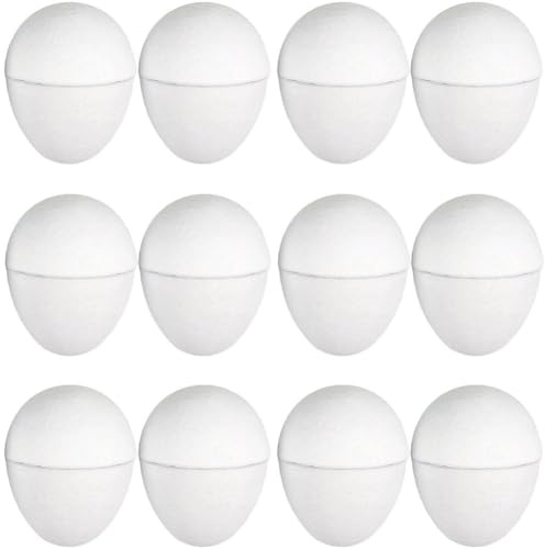 Brxmpn 12pcs Diy Paper Easter Eggs Unfinished Paper Mache Eggs Fillable Easter Eggs for Craft Party Favors Easter Basket Stuffers