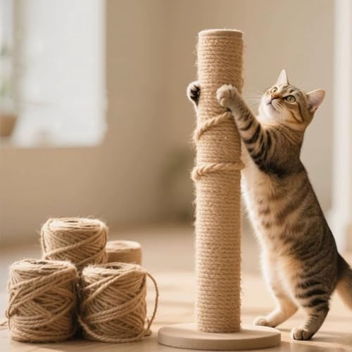Corda in sisal, spago di canapa fai da te per tiragraffi per gatti, corda spessa per riparazione albero del gatto, per giardinaggio, decorazioni artigianali, confezioni regalo (16 mm x 30 m)