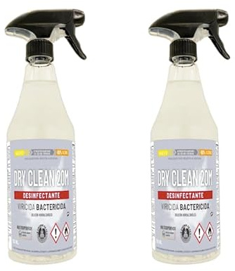 KIMIA - Pack 2 Dry Clean Higienizante de Superficies y Ropa - Spray con Alcohol 65% para Limpieza de Tejidos - 2 Botellas de 750ml - Cuidado y Protección del Hogar