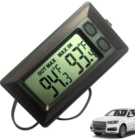 Thermomètre de température, thermomètre de voiture, portable ABS Mini LCD numérique intérieur extérieur numérique pour voiture à domicile