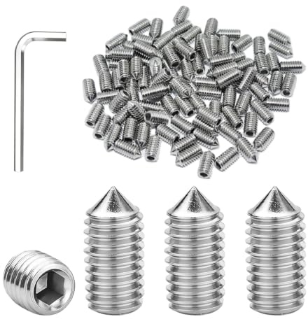 Jiahezhi 100 Stück Kegelspitz Madenschrauben M4 x 8mm Edelstahl Schrauben | Innensechskant Gewindestifte mit Sechskantschlüsseln, Gewindestange Schrauben, Wurmschraube Set für Türgriffe Möbel Reparatur