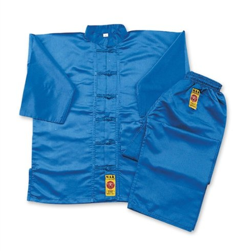 MAR | Blue Traditional Kung Fu Uniform, Kung Fu Suit | Men & Women; Kids & Adult Sizes | Kung Fu Trousers; Polyester Satin Fabric, Kung Fu Outfit, Senior Uniform for Instructors (5/180)