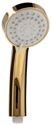 tecuro Komfort-Handbrause ew-080, Handbrause 3 Funktionen Gold Hochglanz, Anti-Kalk Silikonnoppen, 1/2 Zoll Anschluss