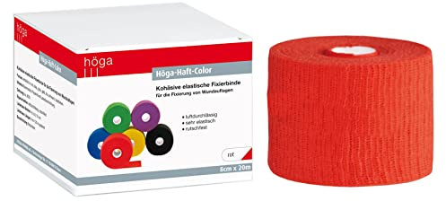 Höga-Haft Fixierbinde, gedehnt, kohäsive selbsthaftende elastische, 8 cm x 20 m, rot, 1 Stück