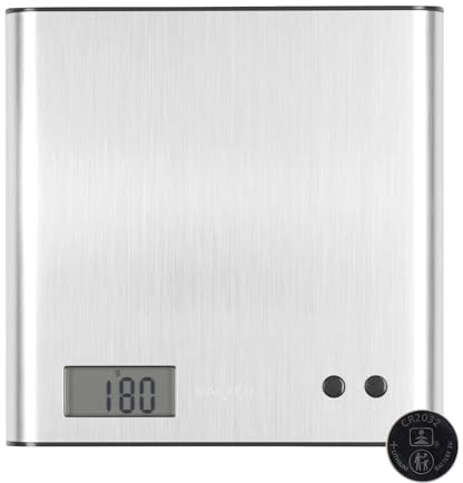 Salter 1087 SSDCDU Arc digitale elektronische Küchenwaage, Schlanke Edelstahlplattform, Abgerundete Seiten, LCD Display waage küche, Zuwiegefunktion, Leicht zu reinigen, 3kg Max, Rostfreier Stah, One Size