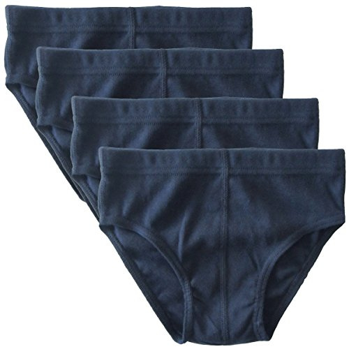 HERMKO 2850 4-pack pojkar kalsonger enfärgade tillverkade av 100 % ekologisk bomull med stretch midjeband, marinblå, 104
