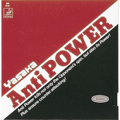 Yasaka, Anti Power - gomma con rivestimento anti spin per tennis tavolo, Black, 2.0mm