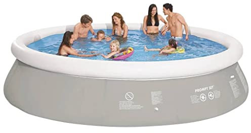 Jilong Piscina da giardino fuori terra gonfiabile rotonda 450 x 122 cm grigia