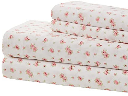 Modern Threads Soft Microfiber Printed Sheets - Luxurious Microfiber Bed Sheets - Includes Flat Sheet, Fitted Sheet with Deep Pockets, & Pillowcases Ivory Queen