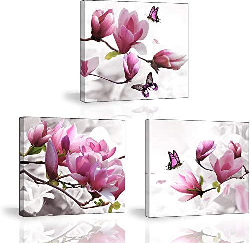 Piy Painting 3 Teilig Bilder Blumen Orchidee Wandbild Dekoration, Bilder auf Leinwand, Wandbild Kunstdruck Fertig zum Aufhängen Wanddeko für Küche Yoga Zimmer Geschenk 30x30cm