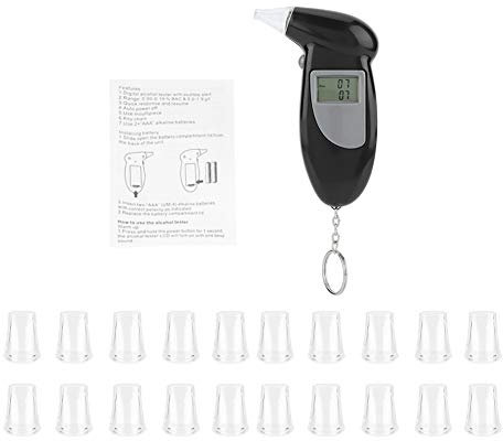 Professioneller Alkoholtester, tragbarer Atemalkohol-Tester, digitaler LCD-Bildschirm Alkohol-Atemtest, tragbarer Schlüsselbund-Atemanalysator (20 mouthpieces)