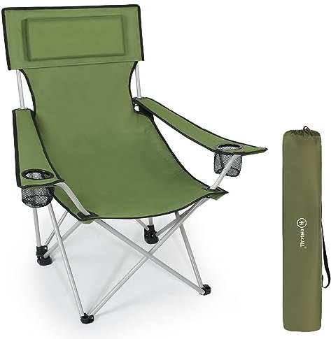 HOMECALL Camping-Klappstuhl, Armlehnen mit Becherhalter - Grün