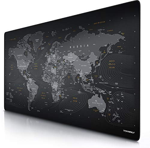 Titanwolf - Übergröße Mauspad 1200x600mm Weltkarte XXXL Mousepad groß mit Motiv Tischunterlage Large Size verbessert Präzision und Geschwindigkeit XXL Gaming z.B. für Logitech Maus und Tastatur
