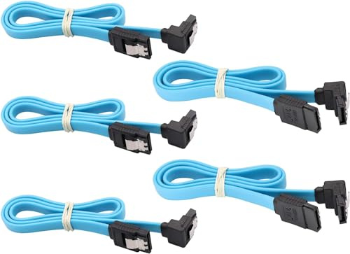 zdyCGTime SATA Cable III, 6Gbps 90 grados ángulo recto con bloqueo Latch de 18 pulgadas de 90 grados a 180 grados de enchufe para disco duro SATA, SSD, controlador de CD, CD Writer (5 Pack/Blue-90°)