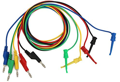 P1045 5 Stücke Bananen Messleitungen, 4mm 1 m Stapelbar Draht Kabel Bananenstecker Krokodilklemme Messleitungen für Multimeter, Bananen Messkabel Messleitung