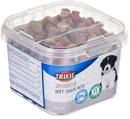 Junior Soft Snack Dots mit Omega3, 140 g | Zarter Snack, auch für junge Tiere geeignet – ohne Zuckerzusatz, schmackhafte Belohnung fürs Training