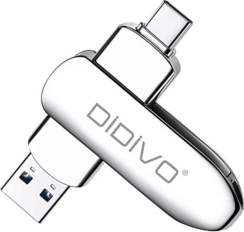 DIDIVO USB-C-Stick 128GB - 2-in-1 USB 3.0 Typ-C Memory-Stick OTG für Smartphones, Tablets, MacBook, Laptops, PC (Silber)