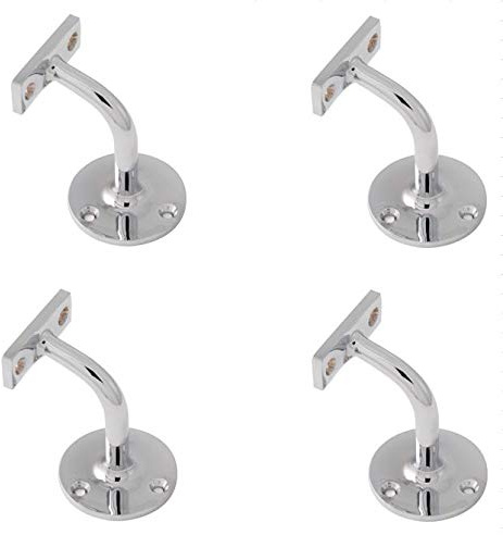 4 Pack - 65 mm Projection Polished Chrome Heavy Duty handrail Brackets Complete with woodscrews