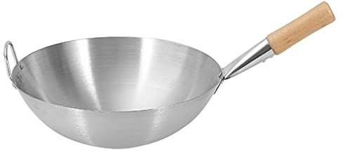 DOITOOL 1pieza Sartén De Acero Inoxidable Mango De Wok Antiadherente Para Cocinas De Inducción y Uso Diario Utensilio De Cocina Para Saltear y Freír