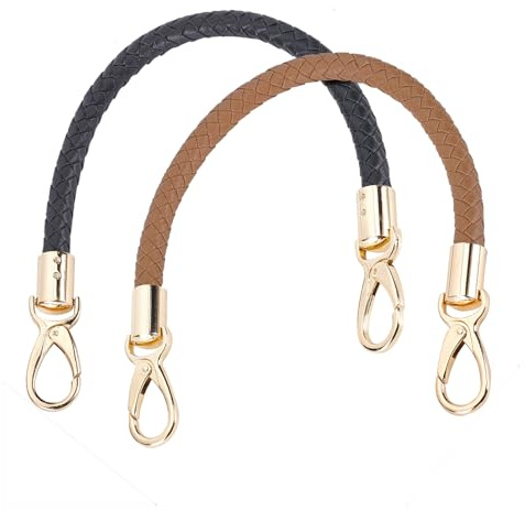 PandaHall 2 Strands Geflochtene Taschengriffe Schwarz/Peru Geldbörsenriemen Ersatz Kurzer Taschenriemen 41.5cm Kurzer Taschenriemen Mit Karabinerverschluss Für Achseltasche Umhängetasche Handtasche