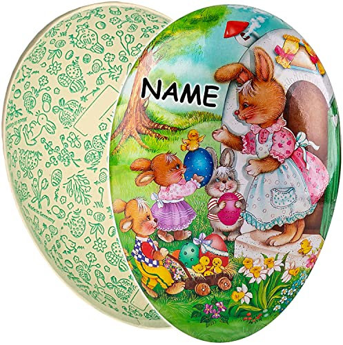 alles-meine.de GmbH 10 Stück Ostereier/Eier zum befüllen Anzahl frei wählbar Hasen Mama & kleine Osterhasen - 15 cm - inkl. Name - Füll - Pappei - Deko Pappe Papp Pappeie..