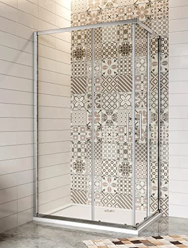 Aica Sanitär Duschkabine Eckeinstieg 90x70cm Duschabtrennung Schiebetür 6mm Nano Glas Dusche 195cm