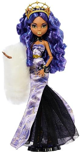 Monster High Howliday Winter Edition Puppe Clawdeen Wolf Sammlerstück im ICY Lavender Kleid mit Pelzboa & Zubehör