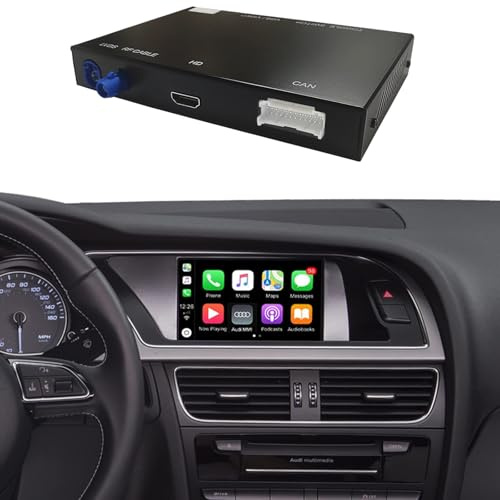Ninetom Wireless CarPlay Android Auto Nachrüstsatz für 2009–2017 Audi A4 A5 Q5 S4 S5 mit 3G MMI, Carplay-Modul-Empfängerbox, unterstützt Navigation, Karten, Musik, Mirrorlink, Kamera, Siri, YouTube